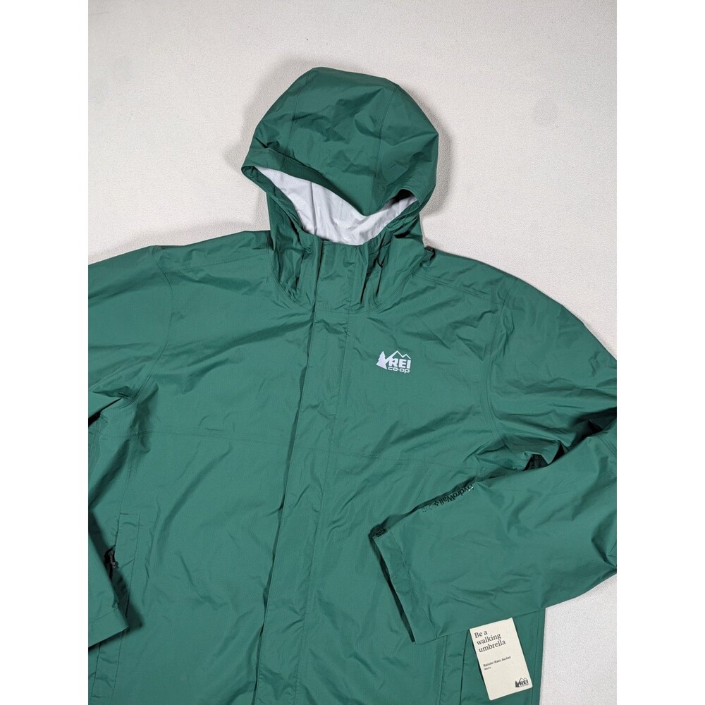 NWT REI Co-op Rainier Rain Jacket Mens XL Green Hydrowall 2.5L Waterproof